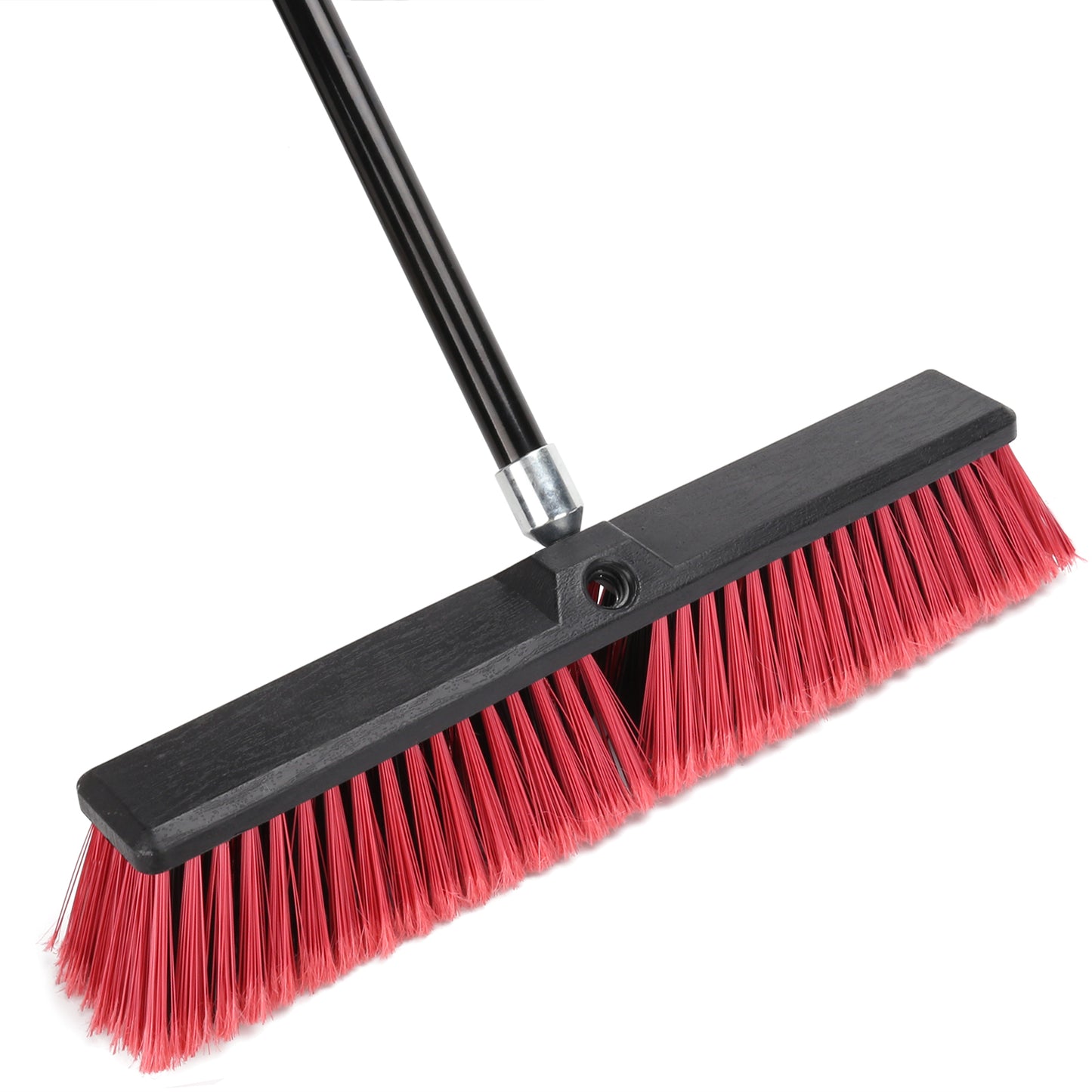 18 inches Heavey Duty Push Broom Outdoor Garden Broom with 63" Long Handle-Red