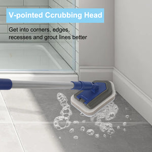 Grout Scrubber Brush with Long Handle, Also Cleans Carpet
