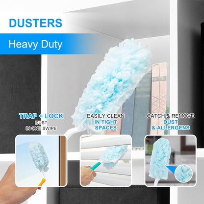 KeFanta Duster Refills for Swiffer Dusters, Multi Surface 360 Heavy Duty Duster Refills & 1 Handle, Disposable Dusters for Cleaning (30 Count+1 Handle)