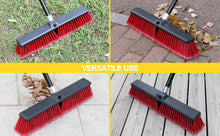 Load image into Gallery viewer, 18 inches Heavey Duty Push Broom Outdoor Garden Broom with 63&quot; Long Handle-Red
