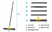 Load image into Gallery viewer, Squeegee Broom for Floor, 18&#39;&#39; Rubber Squeegee with 60&#39;&#39; Long Handle for Bathroom Tile, Garage Concrete, Deck, Shower Glass, Window Cleaning, Heavy Duty Household Floor Wiper
