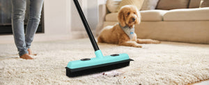 Rubber Floor Brushes Pet Hair Broom with Squeegee150 CM Adjustable Handle, for Hardwood Floor, Tile Artificial Grass Cleaner Brush includes One Microfiber Cloth Dusting