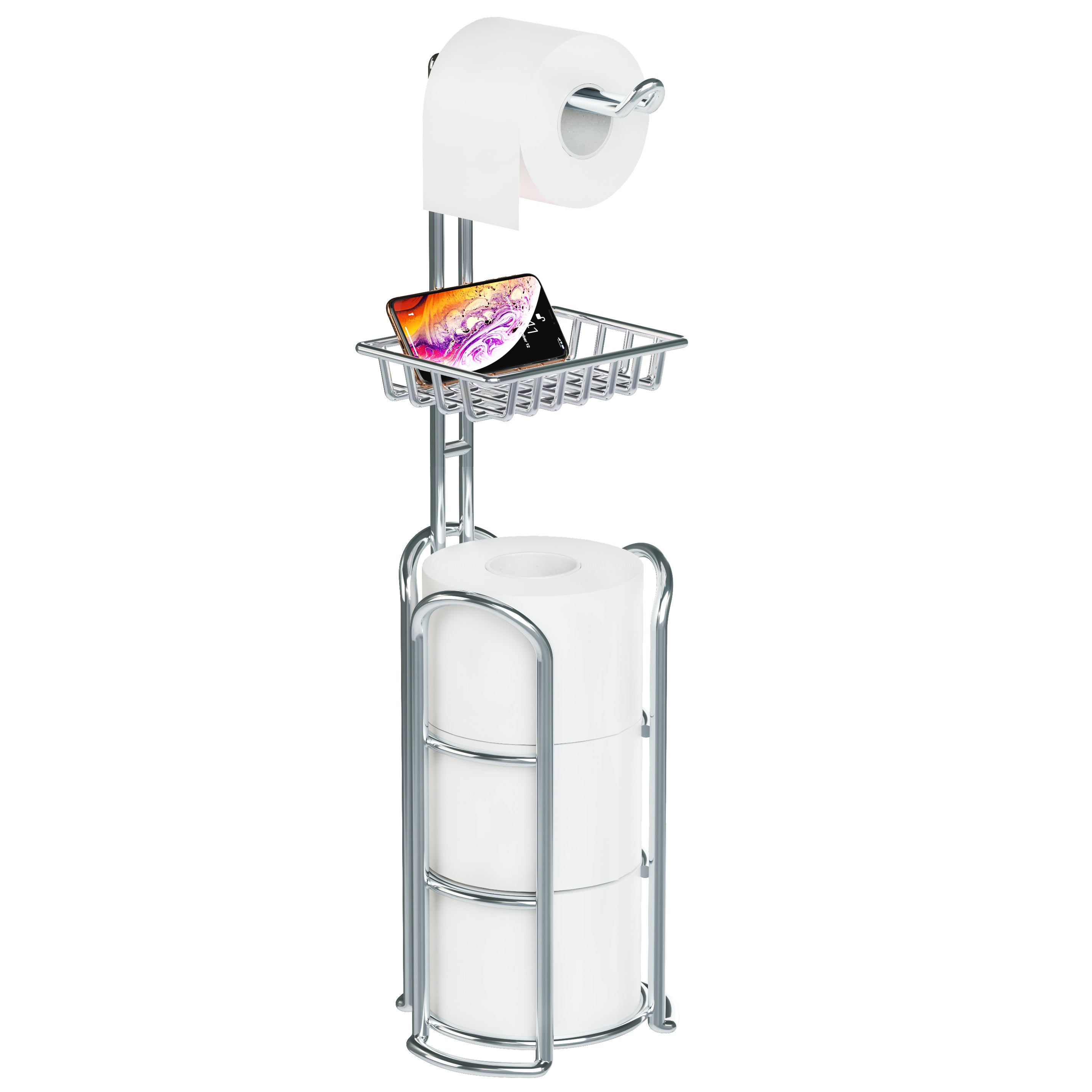 Cubilan Freestanding Toilet Paper Holder Toilet Roll Dispenser with Storage Shelf in Rose Gold HD-2VN