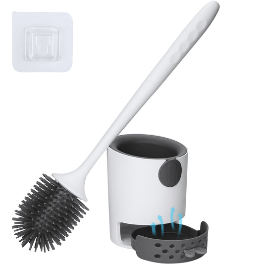 Toilet Bowl Brush and Holder Set, Silicone Toilet Brush with Holder, Flexible Toilet Cleaning Scrubber