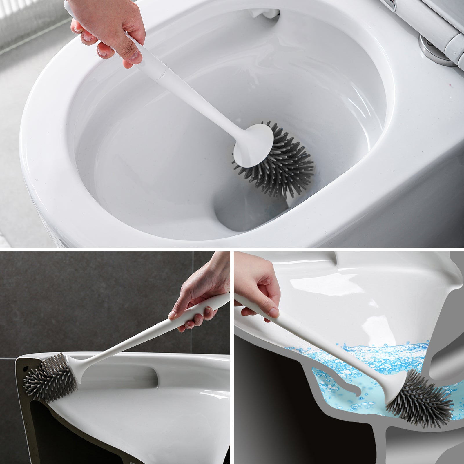 Silicone Toilet Brush,Toilet Bowl Brush and Holder Set with Small Brus –  KeFanta