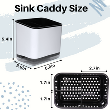 Load image into Gallery viewer, Sink Caddy for Countertop, Sponge Holder for Kitchen Sink, Dish Sponge and Brush Holder, Plastic Dish Scrubber Organizer with Drain Pan, White
