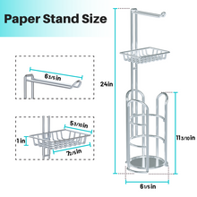 Load image into Gallery viewer, Toilet Paper Holder Stand with Reserve and Dispenser for 4 Mega Rolls, Bathroom Freestanding Toilet Tissue Paper Roll Storage with Cell Phone Shelf, Chrome
