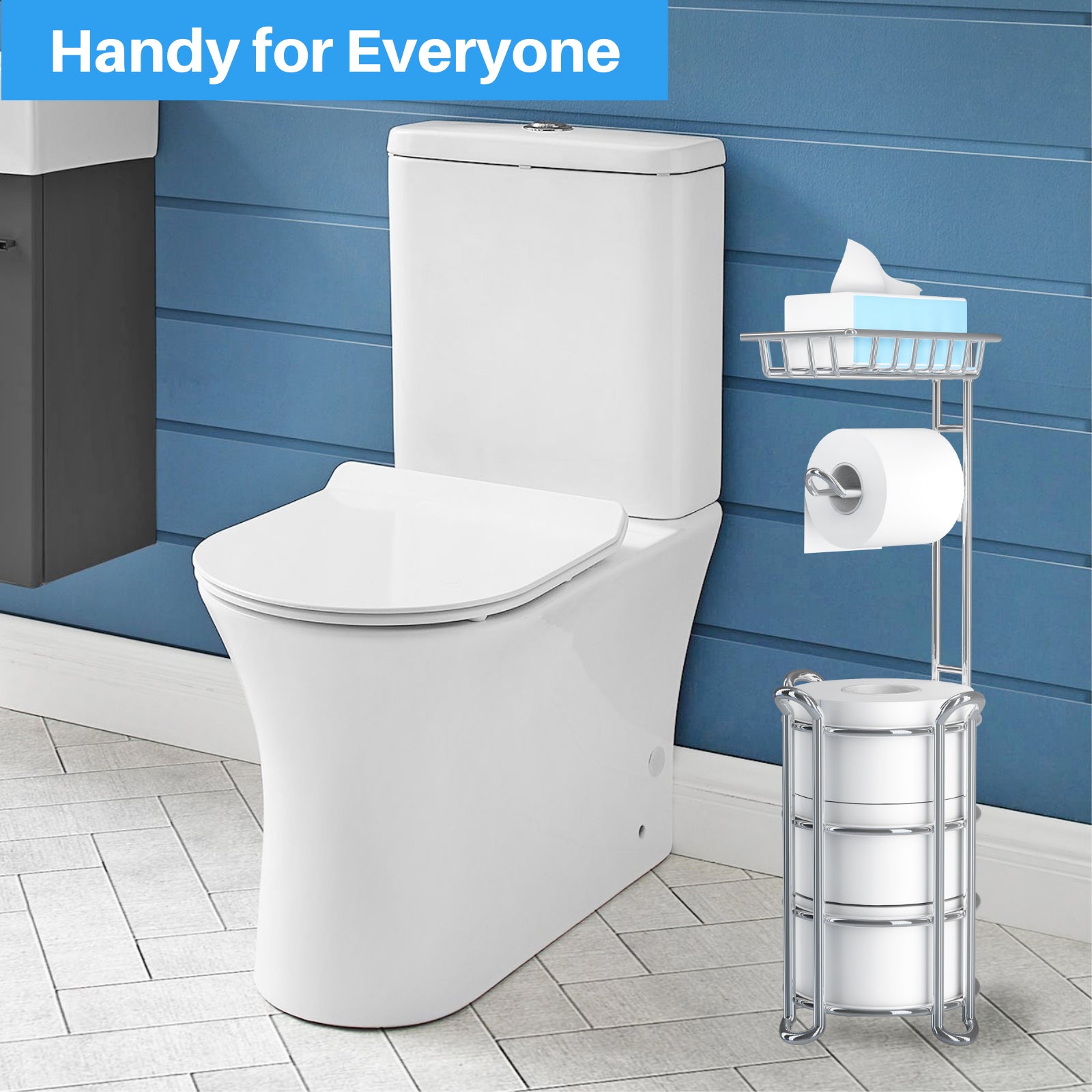 Toilet Paper Holder Stand with Reserve and Dispenser for 4 Mega Rolls, –  KeFanta