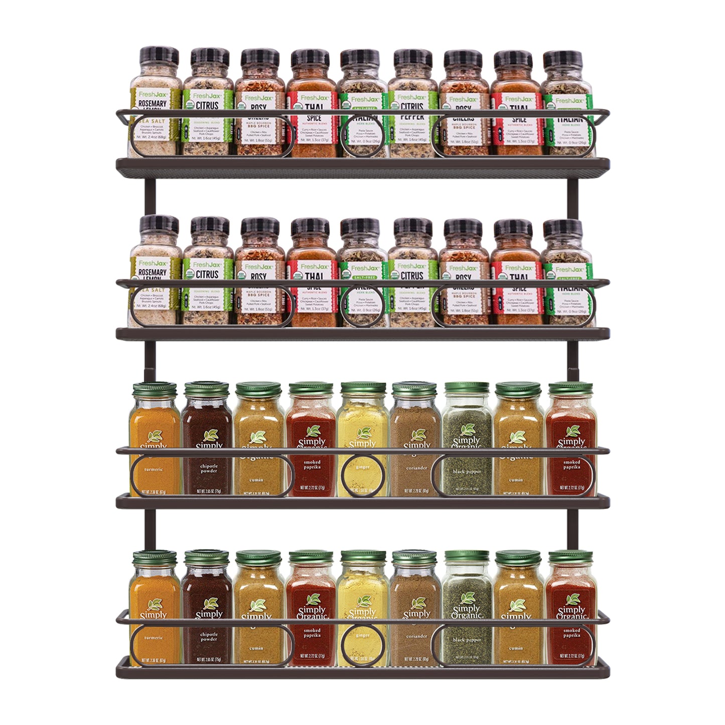 Farmhouse Style Hanging Spice Rack for Wall Mount,4 Tier Pantry Cabinet Door Spice Rack Holder,Seasoning Organizer ,Bronze