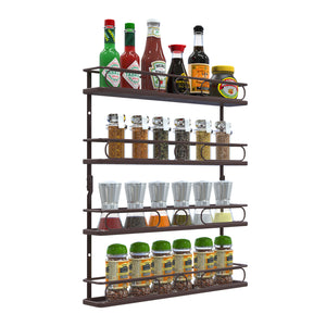 Farmhouse Style Hanging Spice Rack for Wall Mount,4 Tier Pantry Cabinet Door Spice Rack Holder,Seasoning Organizer ,Bronze