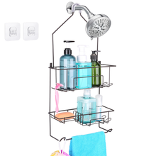 Load image into Gallery viewer, Hanging Shower Caddy over Shower Head, Bathroom Shower Organizer, Shower Storage Rack, Shampoo and Soap Holder, Bronze
