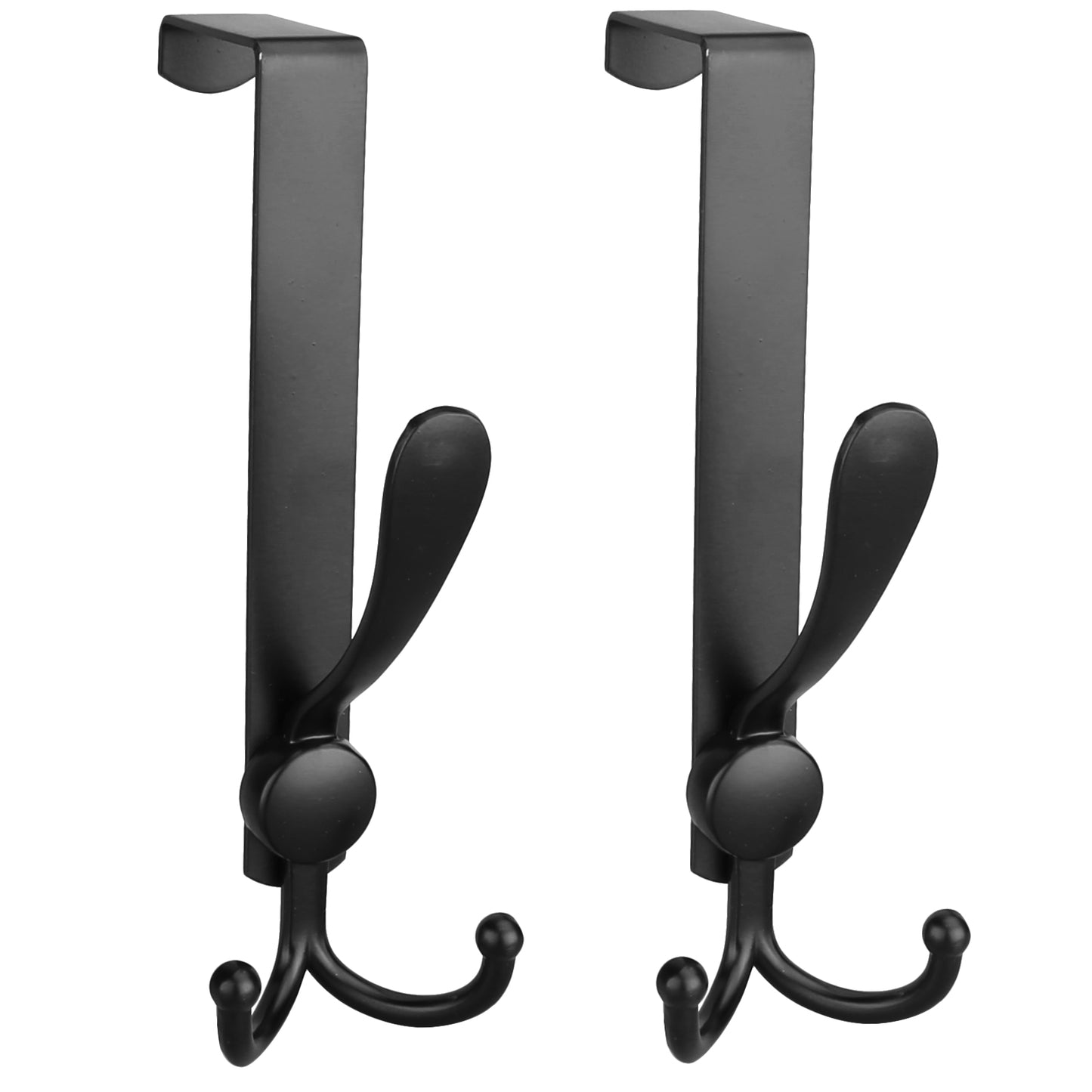 2 Packs Over The Door Hooks, Sturdy Stainless Steel Heavy Duty Door Hanger Hook for Coat Robe Towels Hanging, Bathroom Organizer Towel Rack 3 Hooks, Black