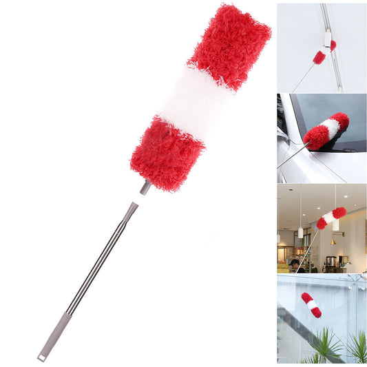 Microfiber Dusters for Cleaning, 98'' Ceiling Fan Duster with Extension Pole, Reusable Extendable Feather Duster, High Ceilings Duster with Long Handle, Red