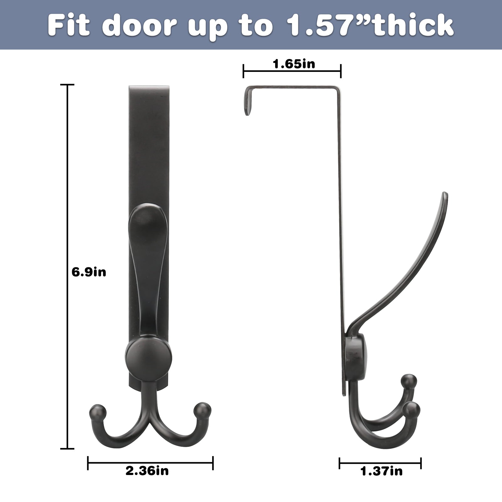 HANCELANT over the Door Hook Hanger-5 Tri Hooks,Heavy Duty Metal Coat Hook  Towel Rack for Hats Clothes,(White, 2 Packs) 