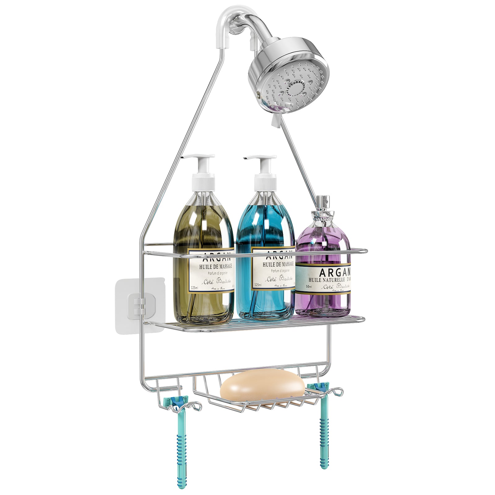 Wall Mount Rust Resistant Shower Caddy Shelf Organizer Rack in Silver (2  Pack)