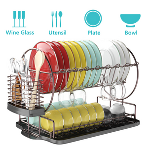  2 Tiers Kitchen Dish Cup Drying Rack Holder Organizer Drainer  Dryer Tray Cutlery by dish holder: Home & Kitchen