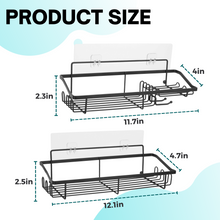 Load image into Gallery viewer, Shower Caddy Organizer, Black Shower Shelves, Adhesive Shampoo Holder for Inside Shower Walls, 2 Pack
