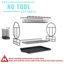 Load image into Gallery viewer, Dish Drying Rack with Drainboard for Kitchen Counter, Bronze 2 Tier Dish Rack with Utensil Holder, Multifunction Dishes Drainer with Drainage, Double Tier Plate Drying Rack with Tray
