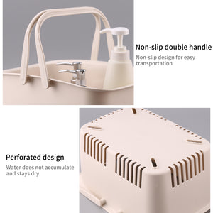 Shower Caddy Basket, Portable Shower Tote, Plastic Dorm College Shower Organizer Bucket with Handles, Cream