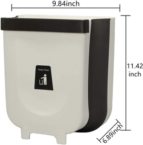 Folding Trash Can, Wall Mounted Folding Waste Bin, Hanging Garbage Can for Kitchen Cabinet Door, Foldable Plastic Car Bathroom Waste Basket White