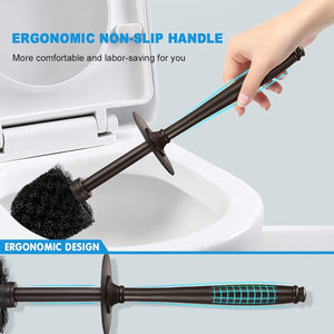 Toilet Brush,Toilet Bowl Brush and Holder Set for Bathroom Deep Cleaning,Bronze Plastic Toilet Brush Holder
