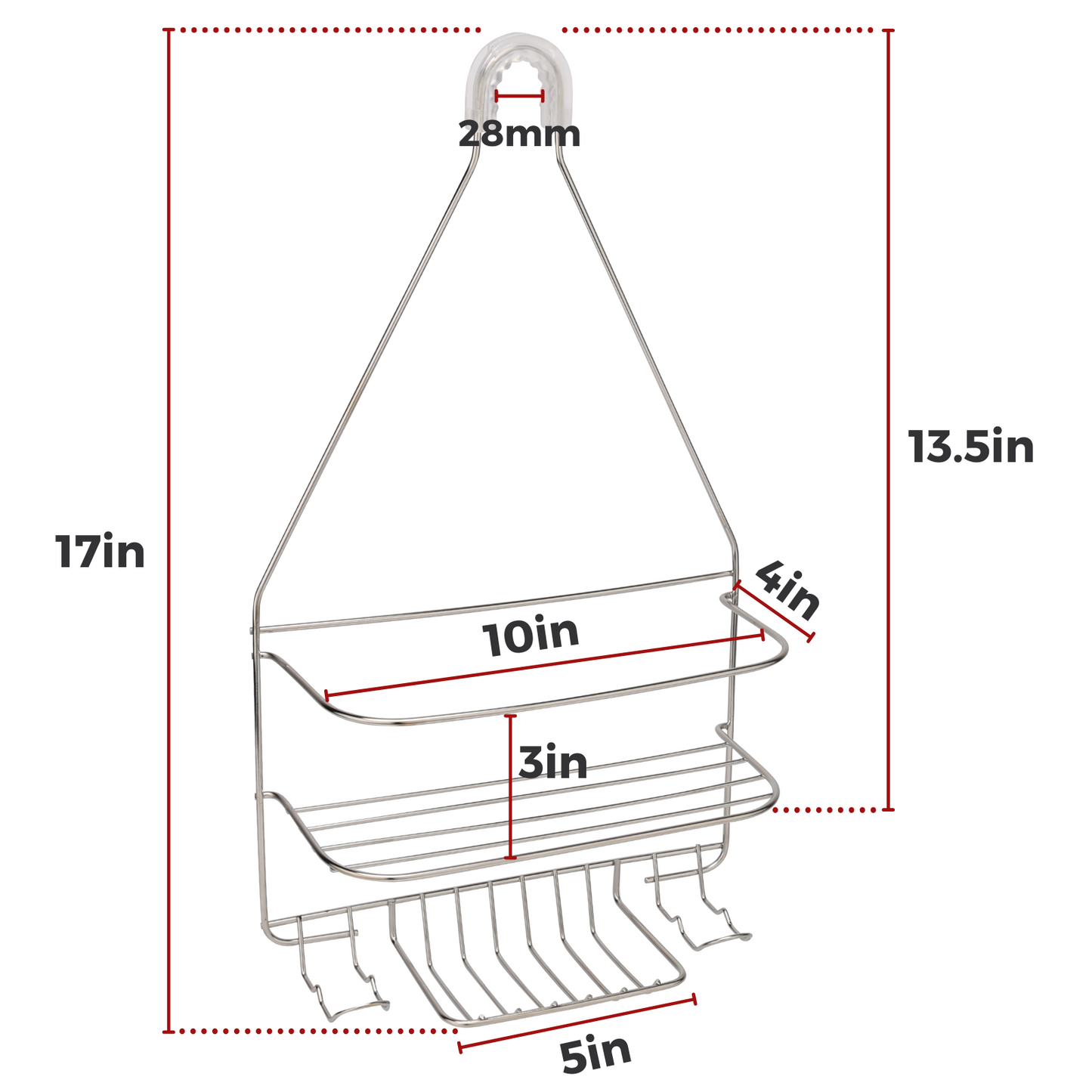 KeFanta Hanging Shower Caddy, Shower Organizer Shelf, Bathroom Storage Rack Over Shower Head, Shampoo Soap Holder, Stainless Steel