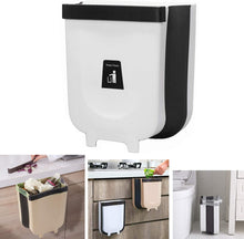 Load image into Gallery viewer, Folding Trash Can, Wall Mounted Folding Waste Bin, Hanging Garbage Can for Kitchen Cabinet Door, Foldable Plastic Car Bathroom Waste Basket White
