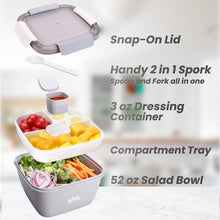 Load image into Gallery viewer, Bento Box Adult Lunch Box,Salad Container for Lunch with Large 52-oz Salad Bowl,3-Compartment Bento-Style Tray and 3-oz Sauce Container for Dressings,Meal Prep to Go Containers for Food Fruit Snack
