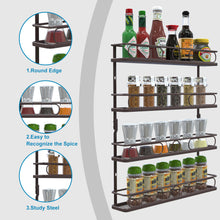 Load image into Gallery viewer, Farmhouse Style Hanging Spice Rack for Wall Mount,4 Tier Pantry Cabinet Door Spice Rack Holder,Seasoning Organizer ,Bronze
