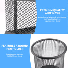 Load image into Gallery viewer, Pen Holder Pencil Holders for Desk Pencil Cup,4 Compartments Pen and Pencil Holders,2 Piece Mesh Stationery Organizer for Office Desk,Black Office Supplies Accessory for Desktop
