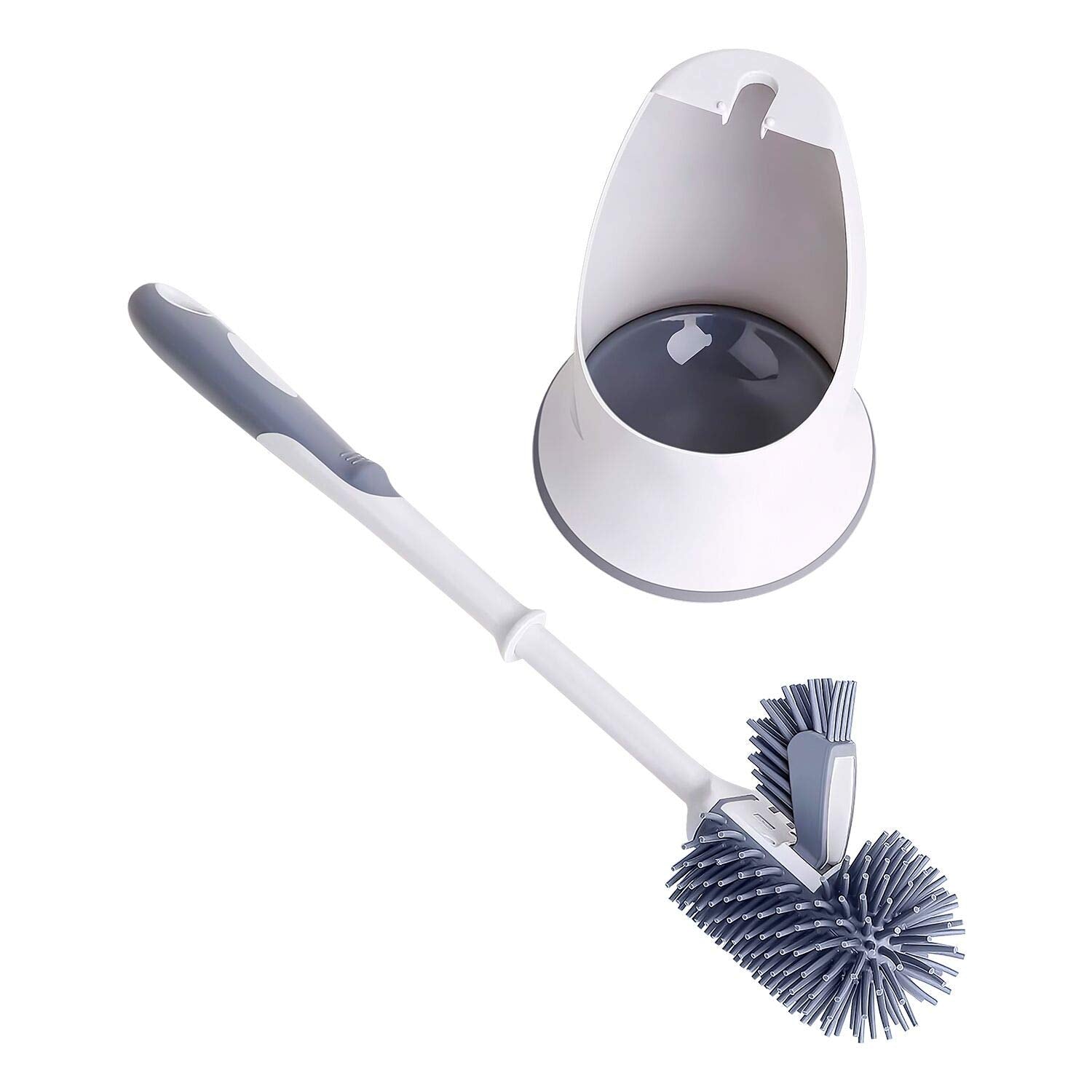 Compact Toilet Bowl Cleaner Brush and Holder w/ Silicone Bristles - Item  #5081