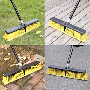18" Push Broom Outdoor- Heavy Duty Broom with 63" Long Handle for Deck Driveway Garage Yard Patio Concrete Floor Cleaning