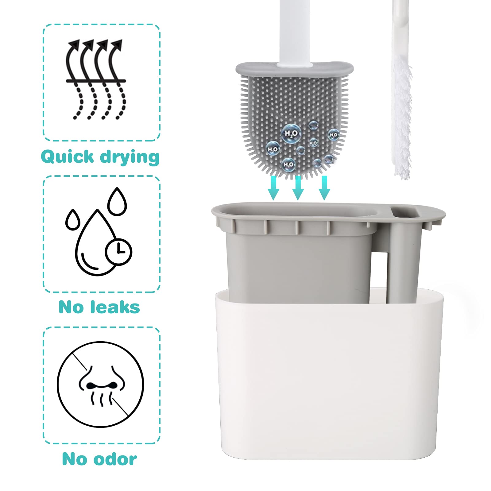 Silicone Toilet Brush - Flat Head Hygienic Toilet Brush and Holder –  Wonderly
