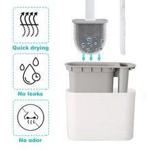 Load image into Gallery viewer, Silicone Toilet Brush,Toilet Bowl Brush and Holder Set with Small Brush for Deep Cleaning,Freestanding/Wall Mounted Toilet Brush Holder
