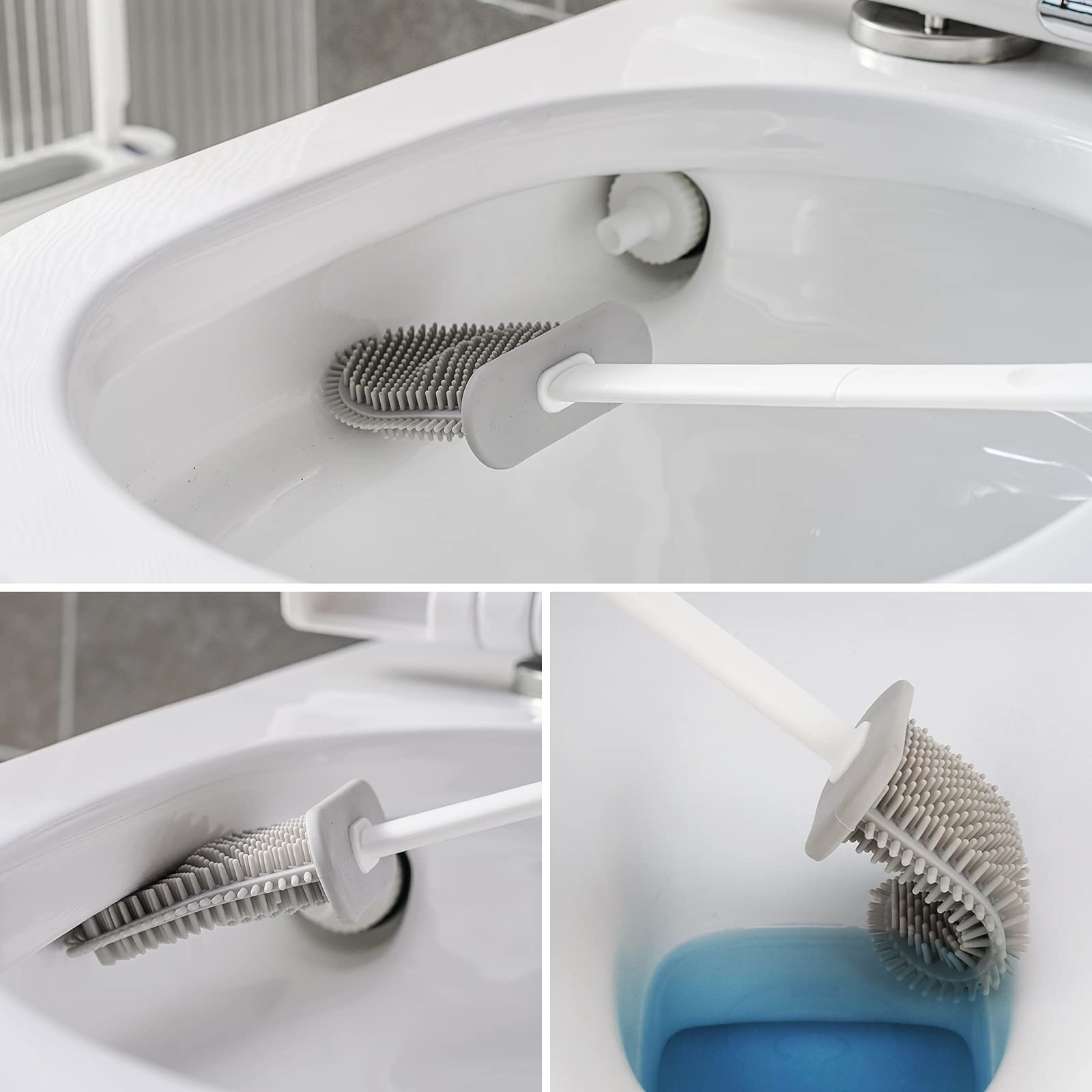 Toilet Brush And Holder,toilet Bowl Cleaning Brush Set,under Rim Lip Brush  And Storage For Bathroom