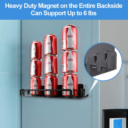 Magnetic Spice Rack for Refrigerator with 4 Removable Hooks,Heavy Duty Magnetic Shelf for Refrigerator Fridge Spice storage,Black