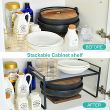 Load image into Gallery viewer, Cabinet Shelf Rack Organizer,Metal Stackable Cupboard Stand Shelf Rack,Kitchen Countertop Shelf Riser Organizer,Perfect Space Saving for Kitchen Bathroom Countertop,Cabinet or Cupboard
