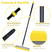Load image into Gallery viewer, Pet Hair Broom Rubber Broom 59&quot; Fur Remover Broom Carpet Rake with Build-in Squeegee Silicone Broom for Sweeping Hardwood Floor Tile
